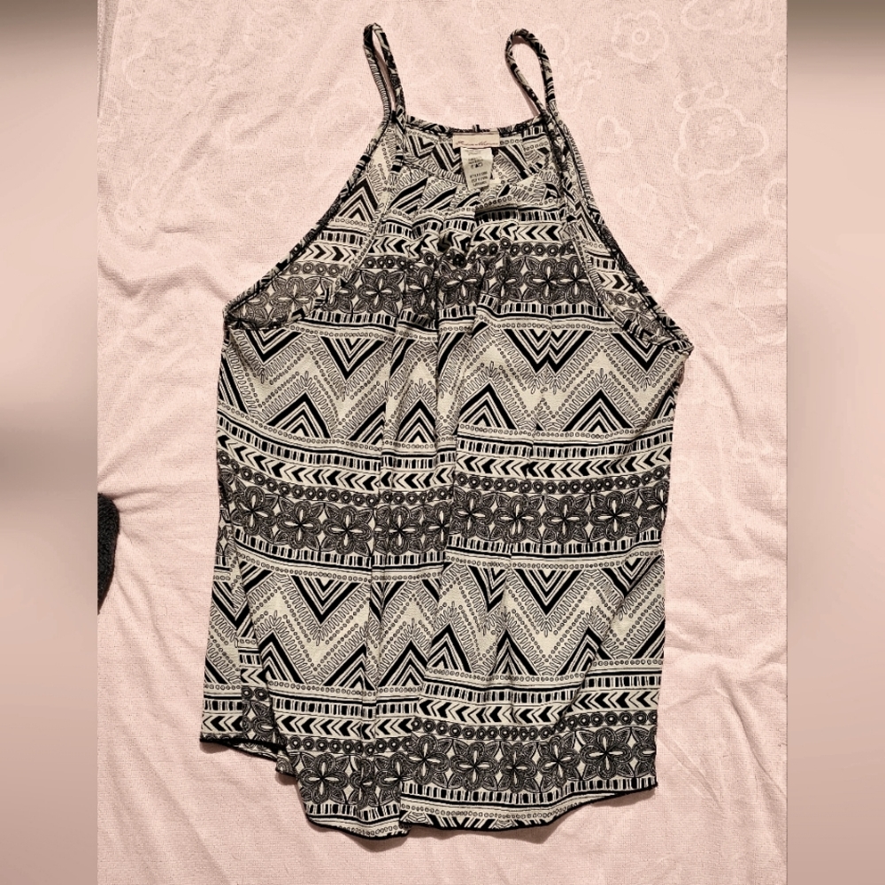Tank Top high neck, flairs out lightweight material. Black and white large